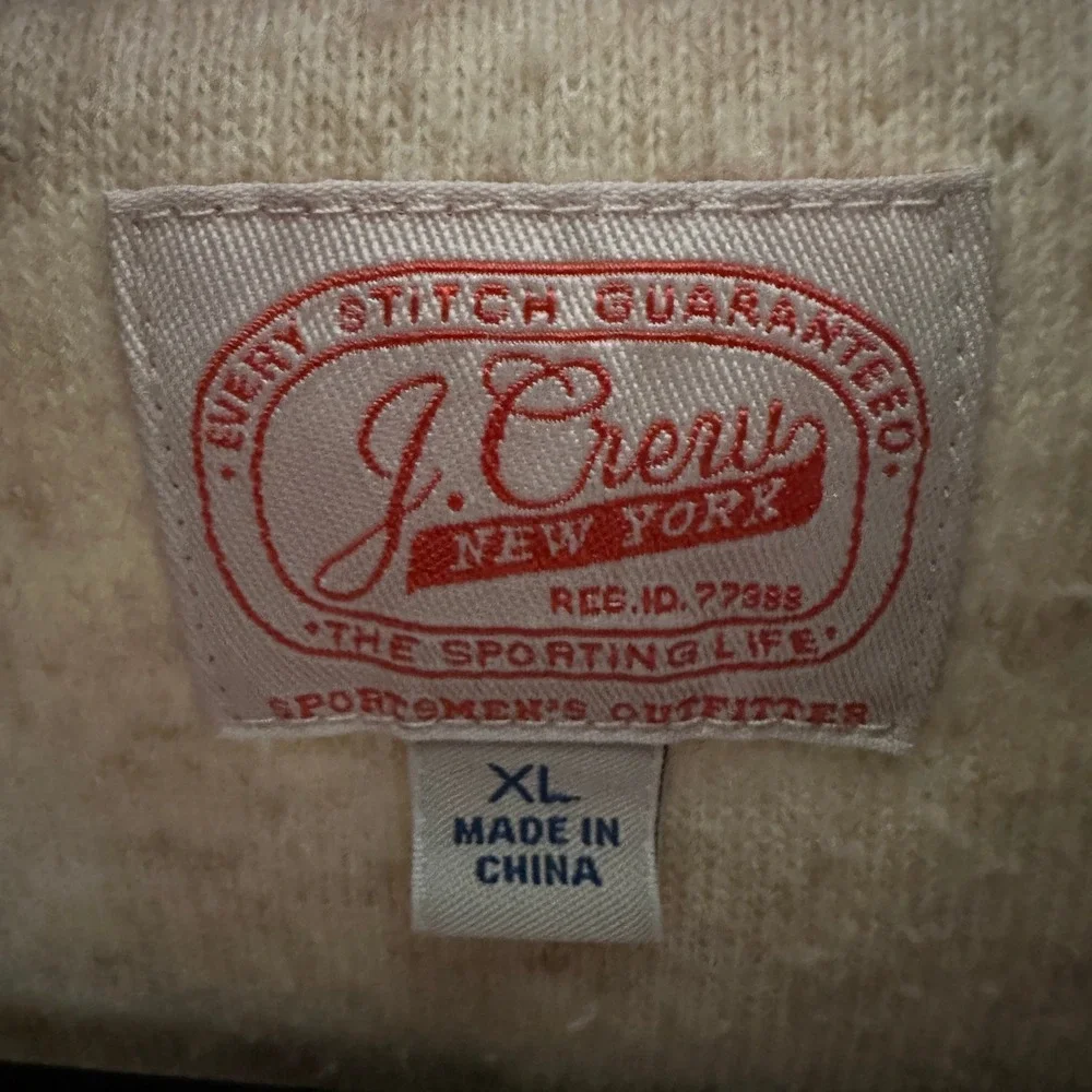 J. Crew Mens XL Pullover Fleece Button Sherpa‎ Sweater The Sporting Life Beige